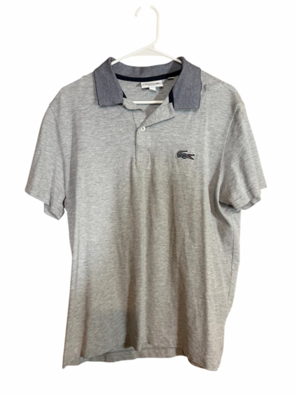 Lacoste Men's Gray Contrast Neck regular fit Cotton Polo XL